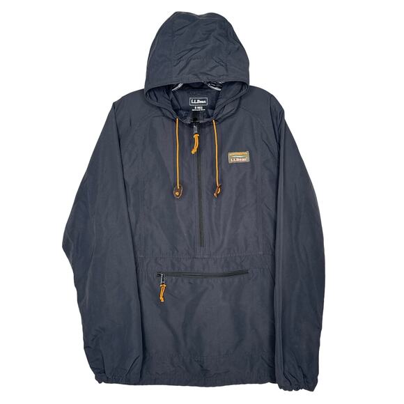 L.L.Bean Men’s Black Nylon Anorak Windbreaker Pullover hooded Jacket Small - Picture 1 of 13